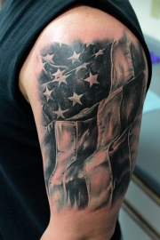 American Flag tattoo done on a U.S. Army Veteran in Colorado Springs.