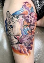 Tiger on thigh.