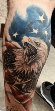 American eagle tattoo in full color, art in motion tattoos.