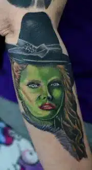 Wicked witch tattoo from once upon a time, by don colorado springs tattoo shop.