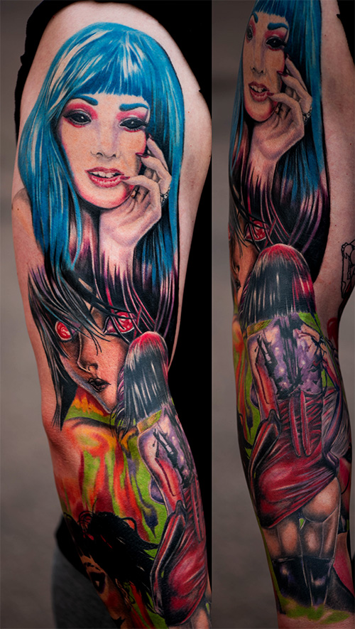 Rachel from Blade Runner tattoo on the right inner