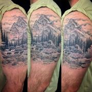 Mountain-landscape-with-wolf-pack