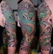 Asian dragon sleeve, by mark, art in motion tattoos.