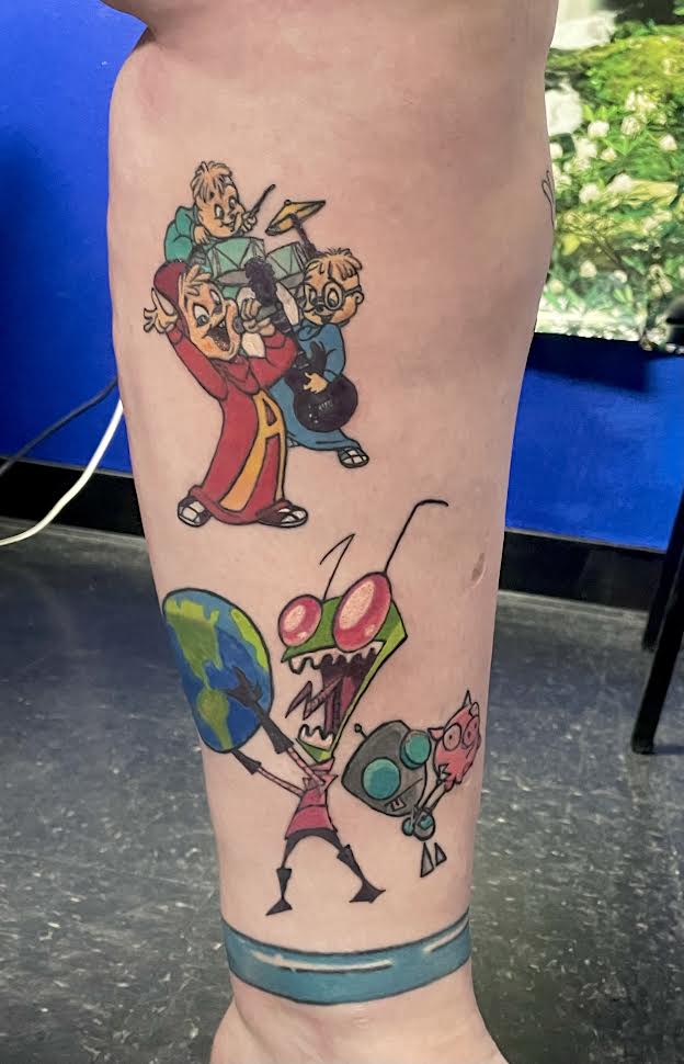 90s cartoon tattoos done by Sinbad at Art in motion Tattoos in Colorado Springs, CO