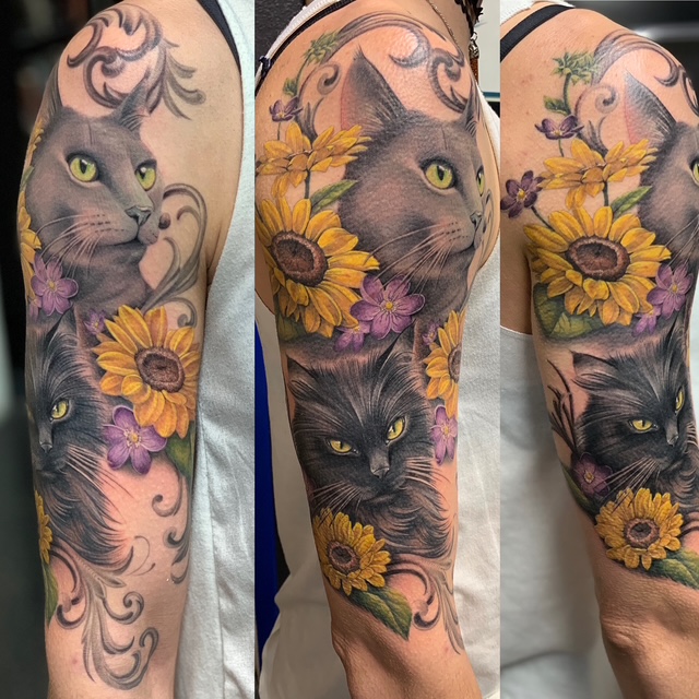 Full Color Sleeve by Shelly at Art In Motion Tattoos