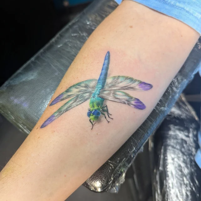small friend 🙂 little fantasy dragonfly I had the joy of doing!

#fusionink #fullcolortattoo #tattoo #colorrealism #coloradotattooers #coloradospringstattooshop #coloradotattooshop #coloradotattooartist