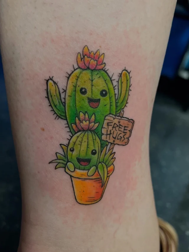 Cute Cactuses by Mark at Art In Motion Tattoos.  #cutetattoo #cactus #cutecactus #artinmotion #artinmotiontattoostudio #artinmotiontattoosandpiercing #coloradospringstattooartist #coloradosprings #colortattoo #tattoo #tattooed #ink #inked