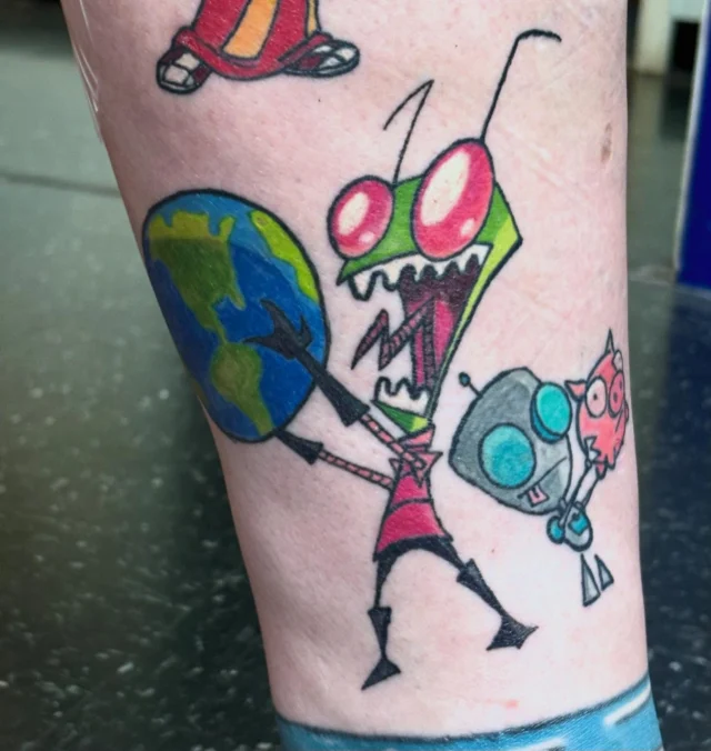 Healed Invader Zim tattoo,this was really fun to do. 

#tattoo #tattooapprentice #tattoos #art #artist #tattooartistoninstagram #invaderzim